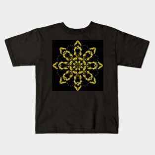 Yellow Chrysanthemum Light and Shadow Kaleidoscope pattern (Seamless) 24 Kids T-Shirt